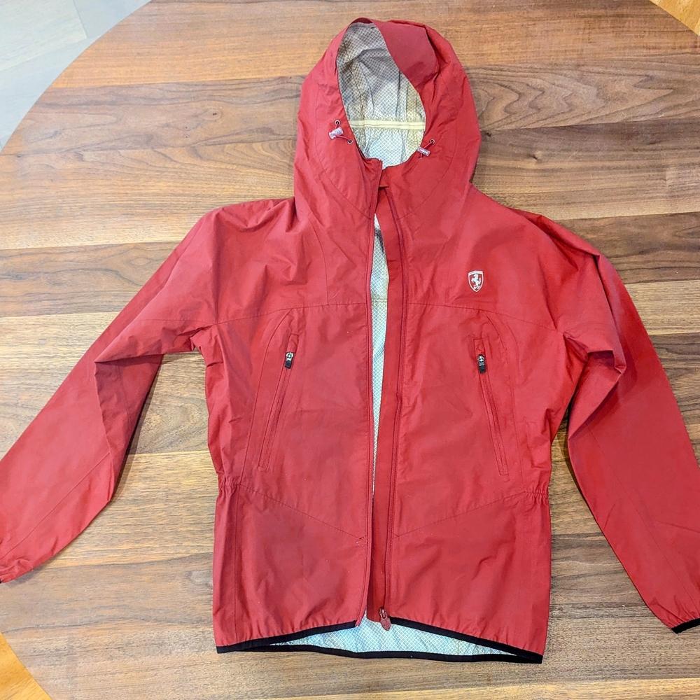 Red Hooded Lightweight Jacket with Shield Logo